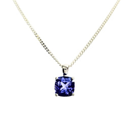 9 kt White Gold Cushion cut Tanzanite Stone pendant - Cape Diamond Exchange