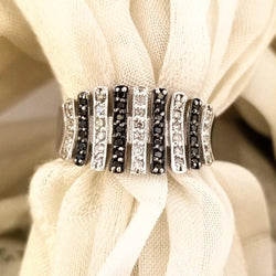 9kt White Gold Ring with Black and White Diamonds - Cape Diamond Exchange
