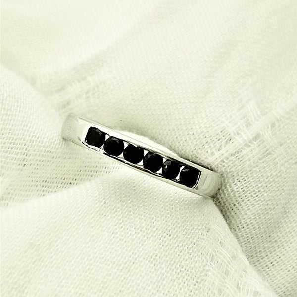 9 kt White Gold Ring with Black Diamonds - Cape Diamond Exchange