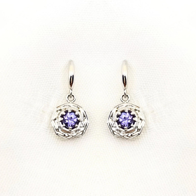 18 kt White Gold Drop Tanzanite Earrings - Cape Diamond Exchange