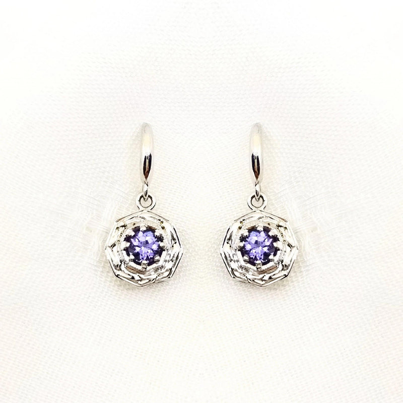 18 kt White Gold Drop Tanzanite Earrings - Cape Diamond Exchange