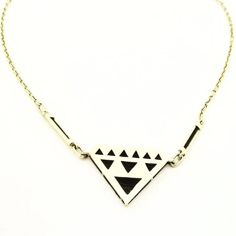 Triangle Gold Necklace with Elephant Hair - Cape Diamond Exchange