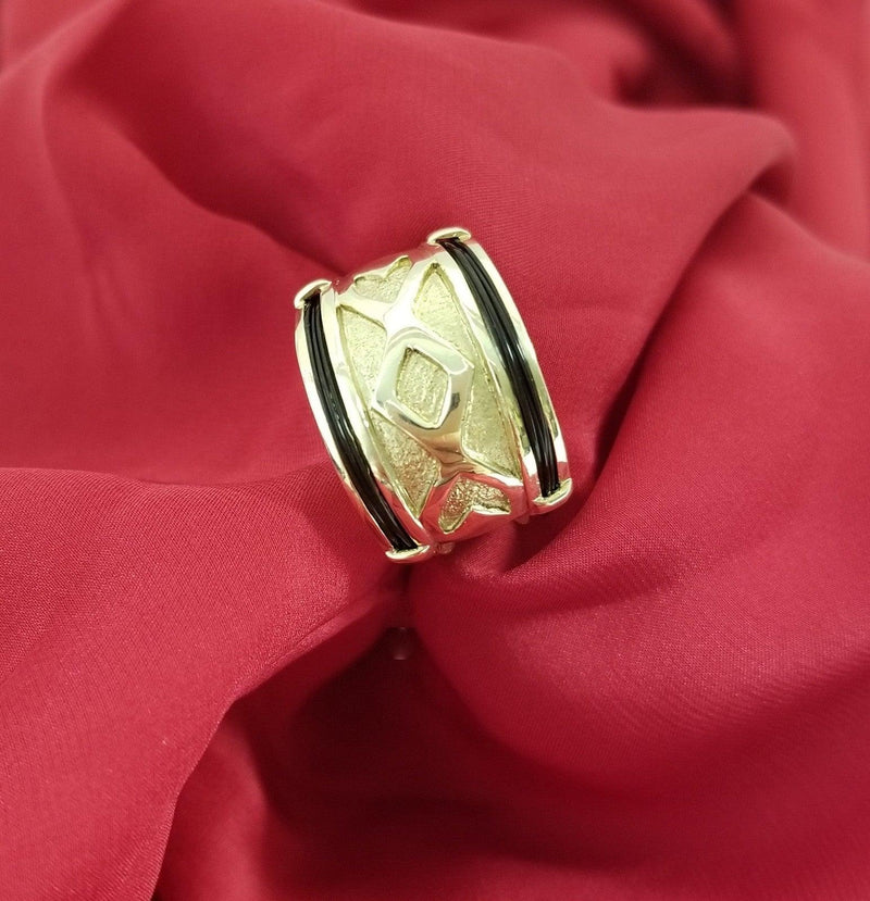 Wide Yellow Gold Ring with Elephant Hair - Cape Diamond Exchange