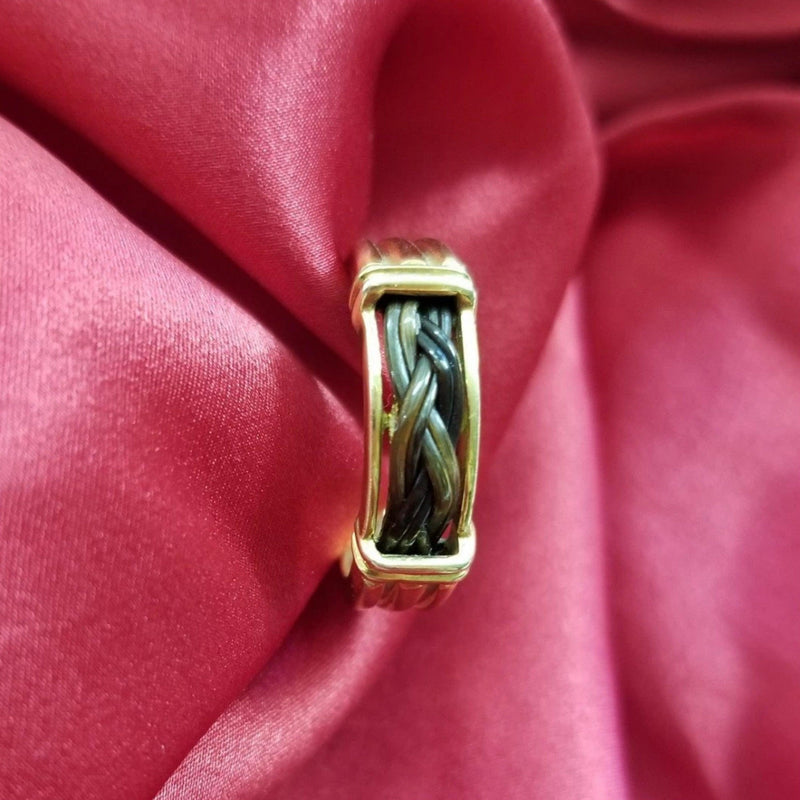 Yellow Gold Ring with Braided Elephant Hair - Cape Diamond Exchange