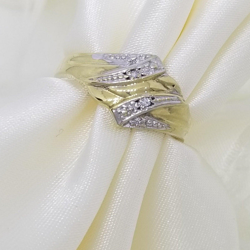 Yellow Gold Double V-Designed Diamond Ring - Cape Diamond Exchange