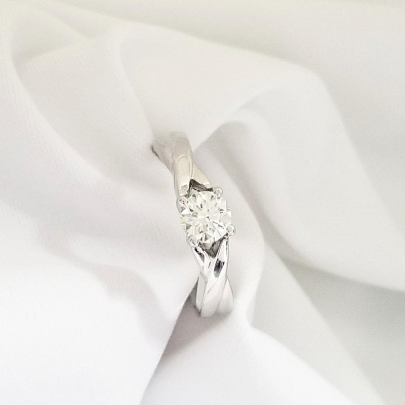 Solitaire Diamond Ring Cross Over Band - Cape Diamond Exchange