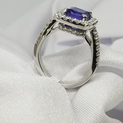 Two Levels Halo Tanzanite Ring - Cape Diamond Exchange