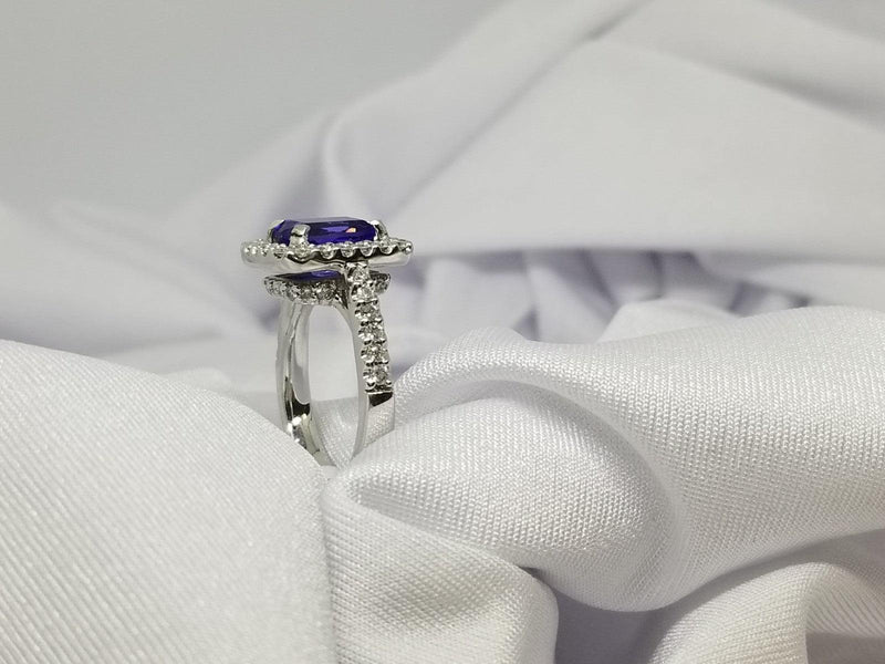 Two Levels Halo Tanzanite Ring - Cape Diamond Exchange