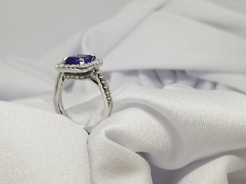 Two Levels Halo Tanzanite Ring - Cape Diamond Exchange