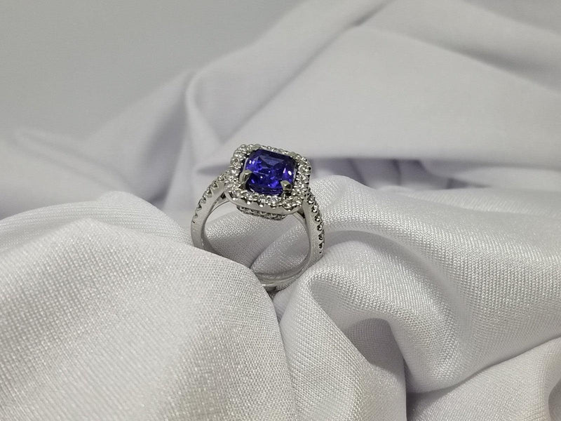 Two Levels Halo Tanzanite Ring - Cape Diamond Exchange