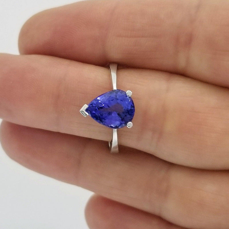 White Gold Pear Shaped Tanzanite Ring - Cape Diamond Exchange