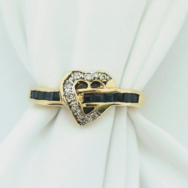 Heart Shape Sapphire and Diamond Ring - Cape Diamond Exchange