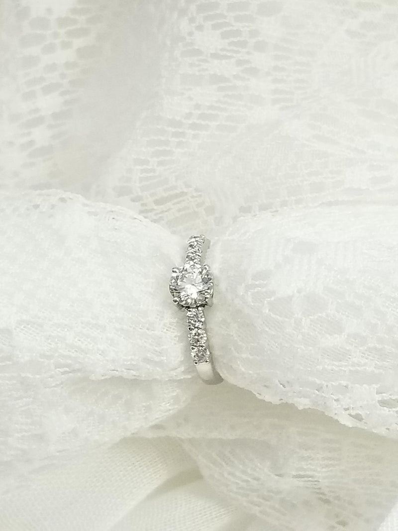 Engagement Ring with Center Diamond & Side Diamonds - Cape Diamond Exchange