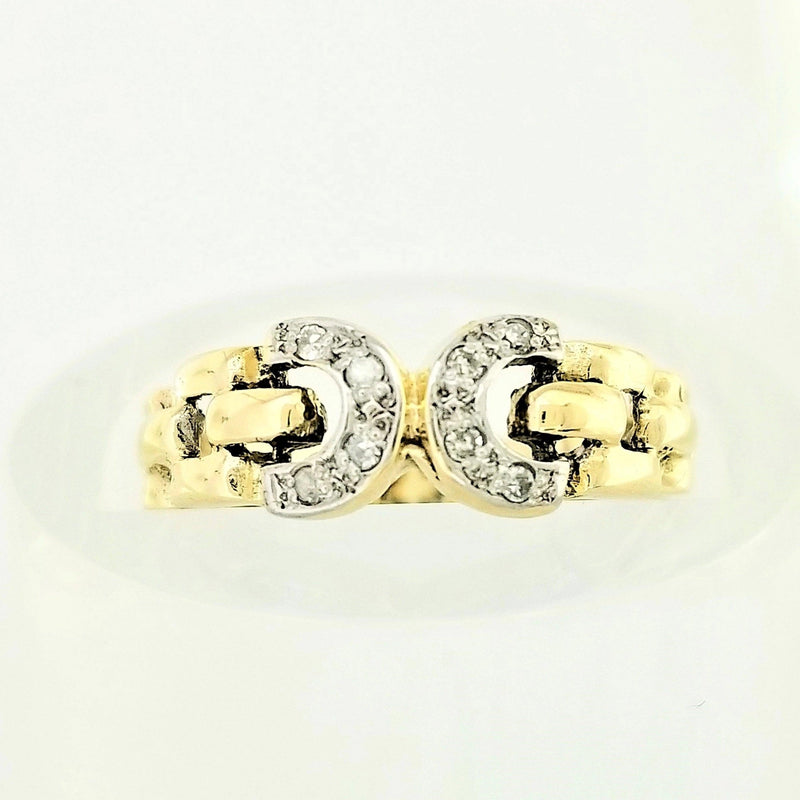 9 kt Yellow Gold  Diamond Ring with Two Semi-Circles - Cape Diamond Exchange