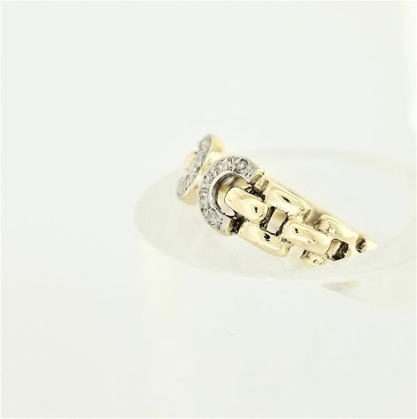 9 kt Yellow Gold  Diamond Ring with Two Semi-Circles - Cape Diamond Exchange