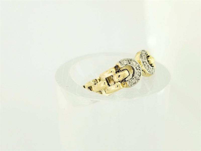 9 kt Yellow Gold  Diamond Ring with Two Semi-Circles - Cape Diamond Exchange