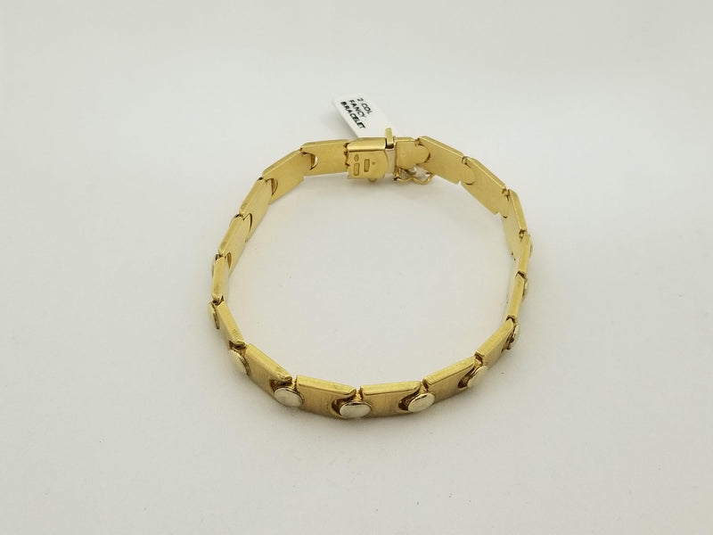 18kt Yellow Gold Two Tone Matt and Shiny Bracelet - Cape Diamond Exchange