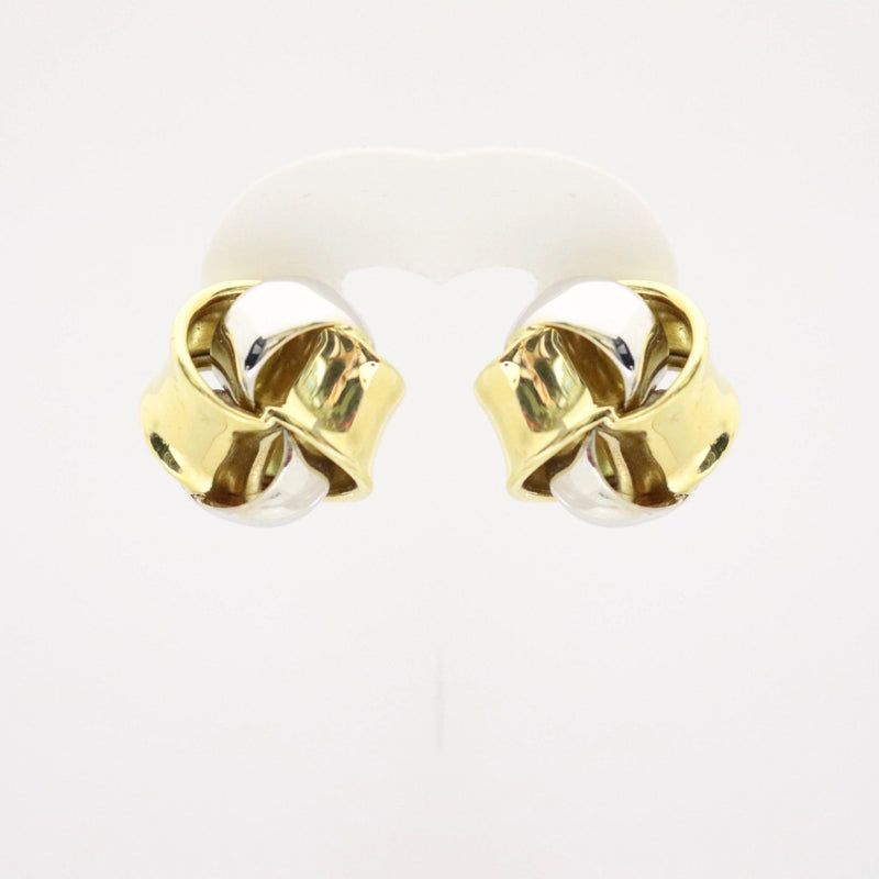 18kt Two Color Gold Knot Pin/Clip Earrings - Cape Diamond Exchange