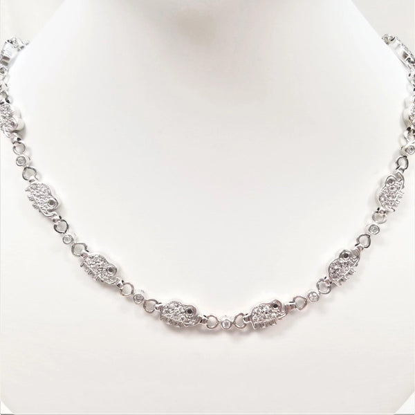 9 kt White Gold and Cubic Zircon Elephant Necklace - Cape Diamond Exchange