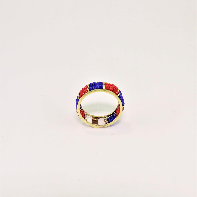 14 kt Yellow Gold Two Color African Bead Ring - Cape Diamond Exchange