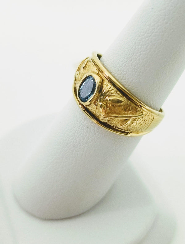 9 kt Yellow Gold Aquamarine Ring - Cape Diamond Exchange