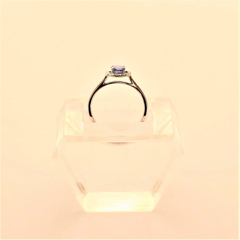 9kt White Gold Tanzanite and Diamond Halo Ring - Cape Diamond Exchange