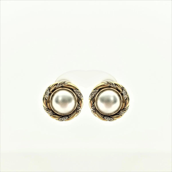 Mabe Pearl And Diamond Earrings - Cape Diamond Exchange