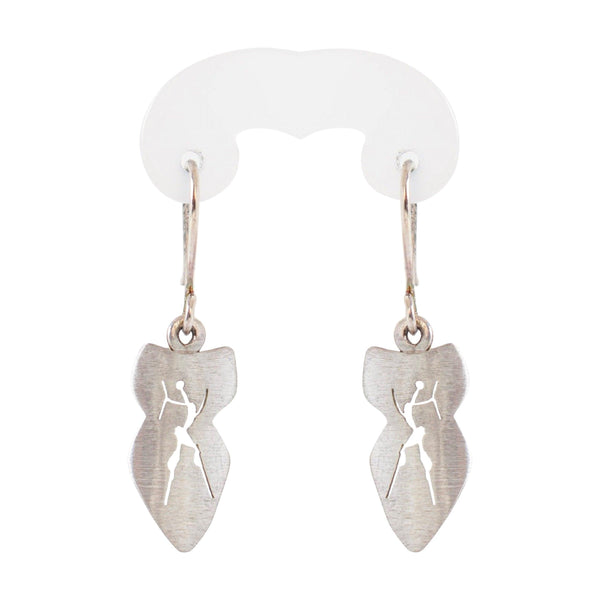 Silver Rock Art Shield Earrings