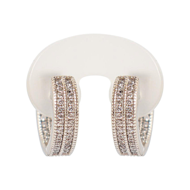 Cubic Zirconia Huggie Earrings in Silver - Cape Diamond Exchange