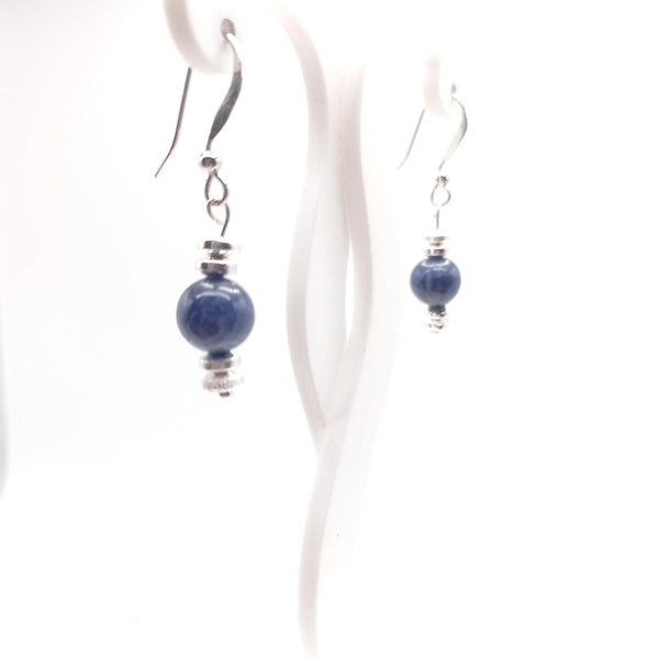 Sodalite bead with shepherds hook earrings - Cape Diamond Exchange