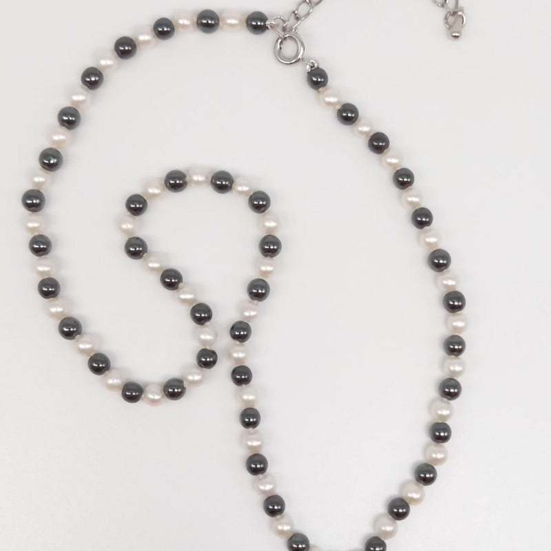 Genuine Pearls and Hematite Necklace Cape Diamond Exchange in St. George's Mall