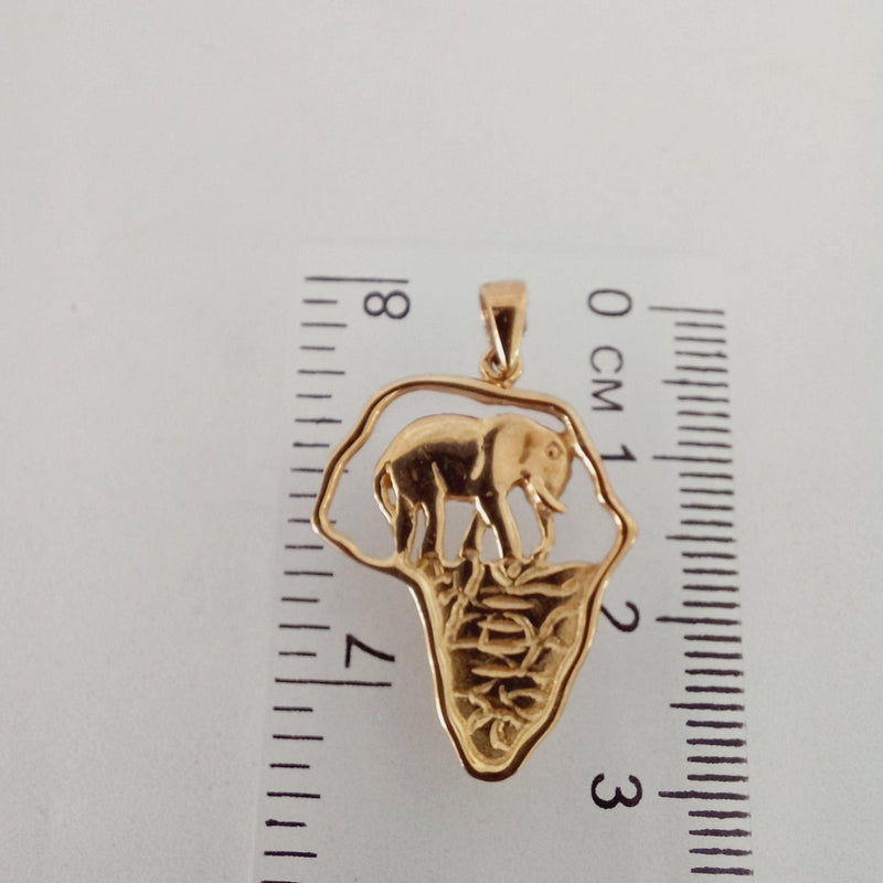 Map Of Africa Elephant On The Water Pendant with measurements - cape diamond exchange