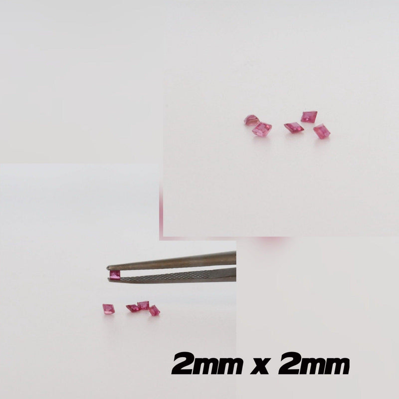 2mm x 2mm Princess Cut Ruby Stones - cape diamond exchange