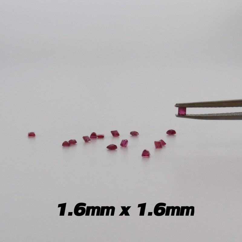 1.6mm x 1.6mm Princess Cut Ruby Stones - cape diamond exchange