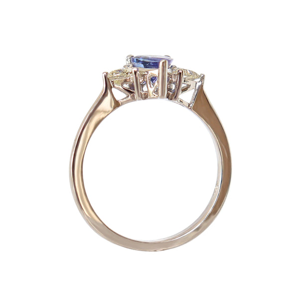 Pear Tanzanite and Trillion Diamond Trilogy Ring