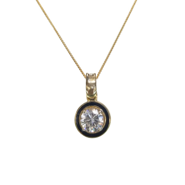 9 kt Yellow Gold pendant with a Cubic Zirconia