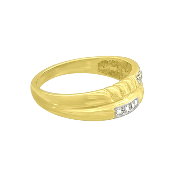 9 kt Yellow Gold Cubic Zircon Two-Row Ring - Cape Diamond Exchange