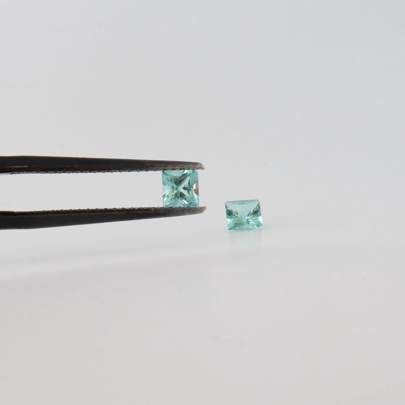 3.5mmx3.5mm Sky Blue Topaz Princess Cut stone with front view - cape diamond exchange