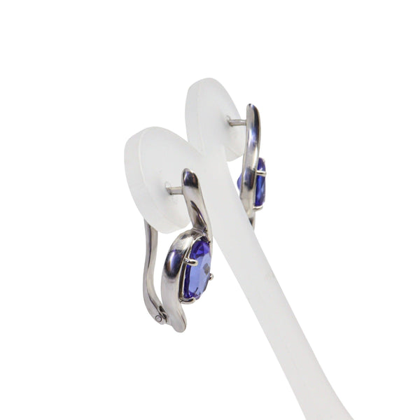 Swirl Tanzanite Earrings in White Gold