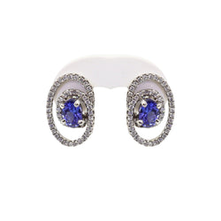 Oval Tanzanite with Diamond twirl Earrings