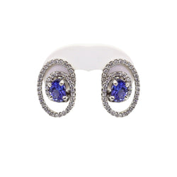 Oval Tanzanite with Diamond twirl Earrings