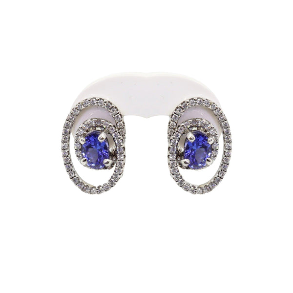 Oval Tanzanite with Diamond twirl Earrings