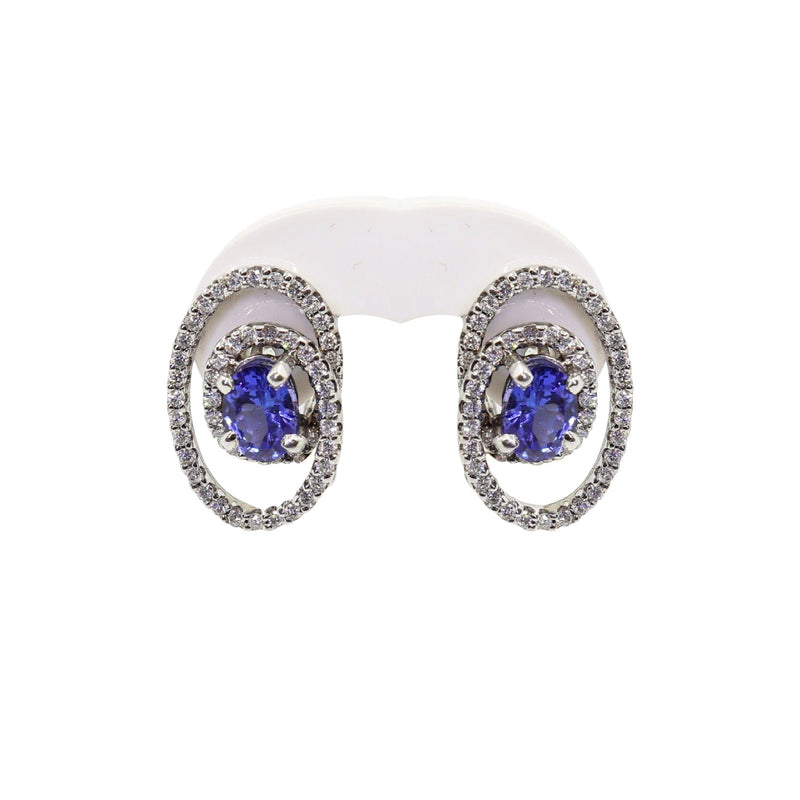 Oval Tanzanite with Diamond twirl Earrings