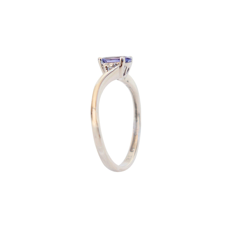 Diamond and Tanzanite Twist ring in 9 kt White Gold - Cape Diamond Exchange