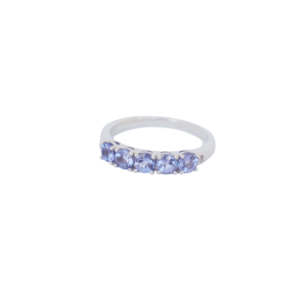 9 kt White Gold and Tanzanite Half Eternity Ring - Cape Diamond Exchange