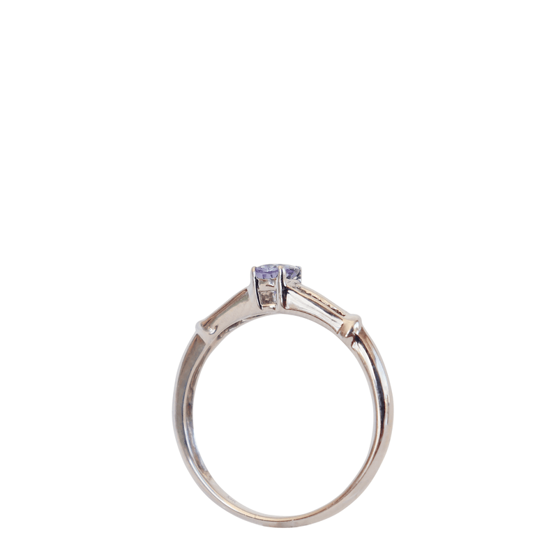 Oval Tanzanite and Baguette Diamond Ring in White Gold - Cape Diamond Exchange