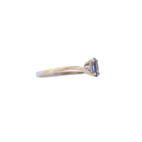 9 kt White Gold Twist Ring with Tanzanite and Diamonds - Cape Diamond Exchange