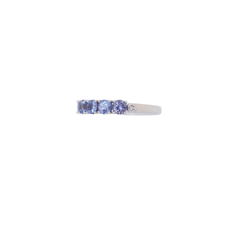 Tanzanite and Diamond Half Eternity in White Gold - Cape Diamond Exchange