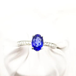 18 kt White Gold Oval Tanzanite and Diamond Ring - Cape Diamond Exchange