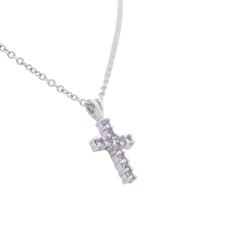 Natural real tanzanite cross style necklace pendant Free shipping 925  sterling silver 5*7mm 0.9ct gemstone Fine jewelry T23235 - AliExpress